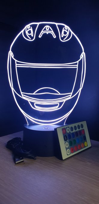 Lampe led 3D Casque moto, veilleuse, chevet, néon, déco, illusion