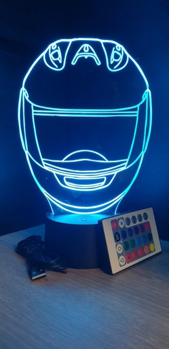 Lampe led 3D Casque moto, veilleuse, chevet, néon, déco, illusion