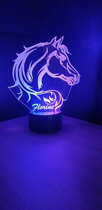 Lampe led 3D tête profil Cheval, veilleuse, déco, chambre, chevet