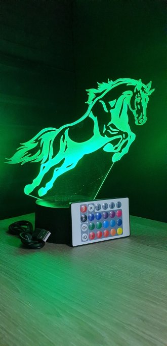 Lampe led 3D cheval, cadeau, chevet, veilleuse, déco, personnalisable