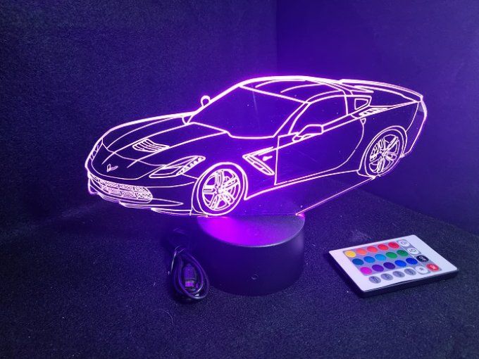 Lampe led 3D Chevrolet Corvette, voiture, veilleuse, chevet, cadeau