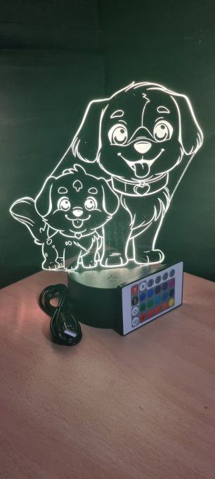 Lampe led 3D chien, chiot, animé, chien, veilleuse luminaire, chevet