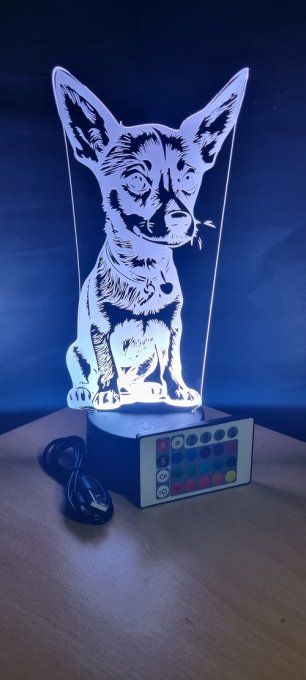 Lampe led 3D Chihuahua, chien, veilleuse, enfant, chambre, illusion