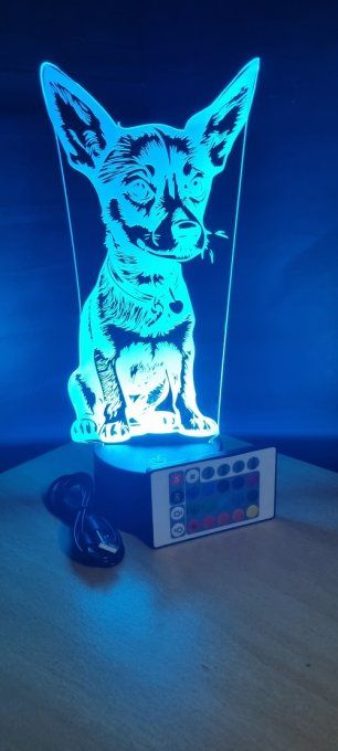 Lampe led 3D Chihuahua, chien, veilleuse, enfant, chambre, illusion