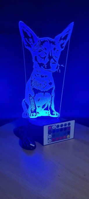Lampe led 3D Chihuahua, chien, veilleuse, enfant, chambre, illusion