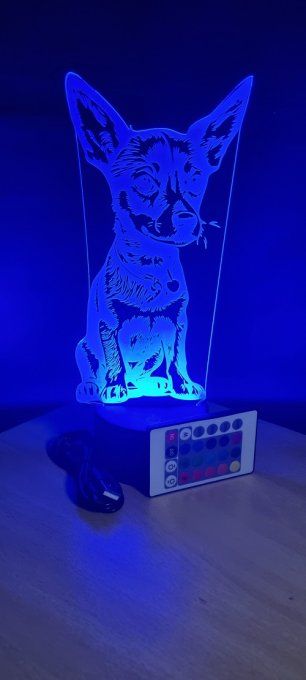 Lampe led 3D Chihuahua, chien, veilleuse, enfant, chambre, illusion