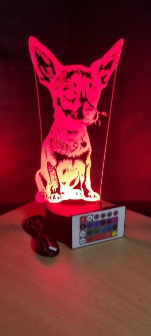 Lampe led 3D Chihuahua, chien, veilleuse, enfant, chambre, illusion