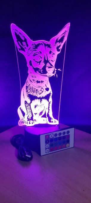 Lampe led 3D Chihuahua, chien, veilleuse, enfant, chambre, illusion