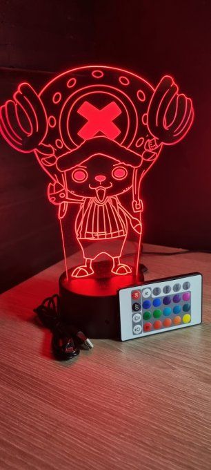 Lampe led 3D Chopper, One Piece, manga, veilleuse, déco, illusion