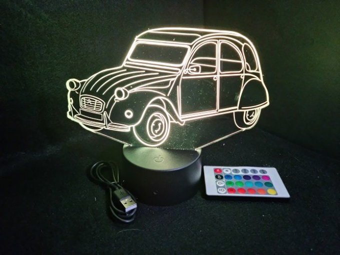 Lampe led 3D Citroën 2CV, retro, voiture, veilleuse, chevet, cadeau