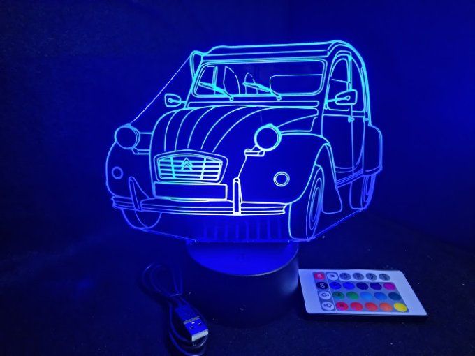 Lampe led 3D Citroën 2CV, décapotable, retro, voiture, veilleuse