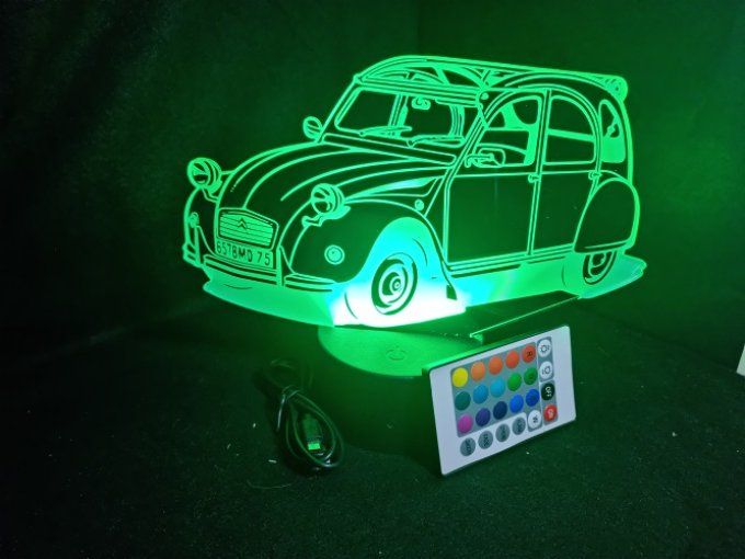 lampe-led-3d-citroen-2cv-decapotable