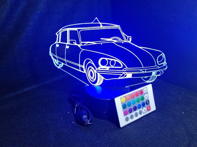 Lampe led 3D Citroën DS, voiture, veilleuse, chevet, cadeau, déco