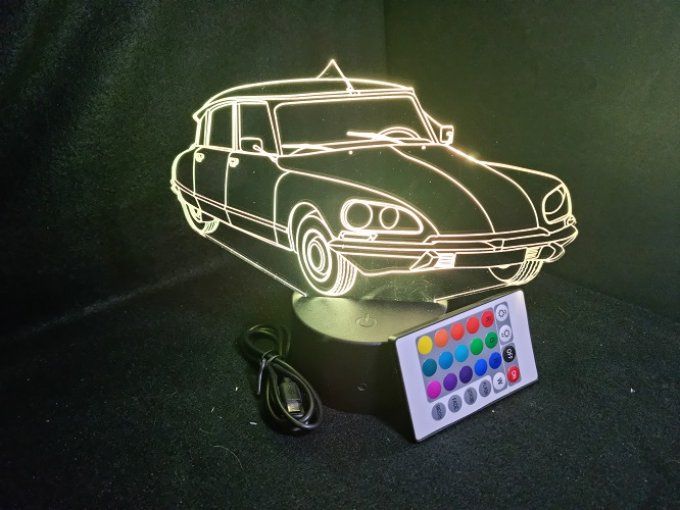 Lampe led 3D Citroën DS, voiture, veilleuse, chevet, cadeau, déco