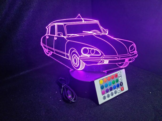 Lampe led 3D Citroën DS, voiture, veilleuse, chevet, cadeau, déco