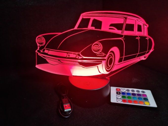 Lampe led 3D Citroën DS, voiture, veilleuse, chevet, cadeau, déco