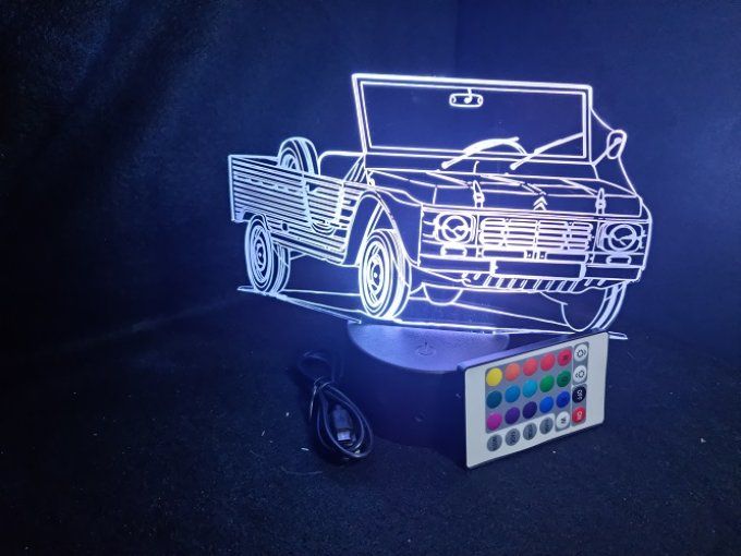 Lampe led 3D Ciroën Mehari, retro, voiture, veilleuse, chevet, cadeau, déco, illusion