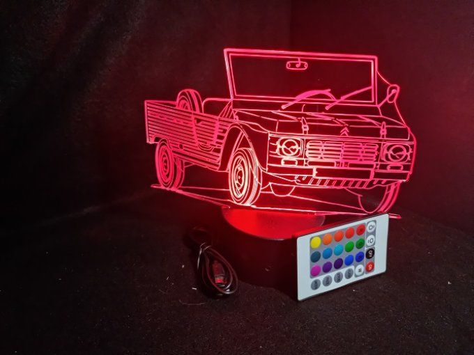 Lampe led 3D Ciroën Mehari, retro, voiture, veilleuse, chevet, cadeau, déco, illusion
