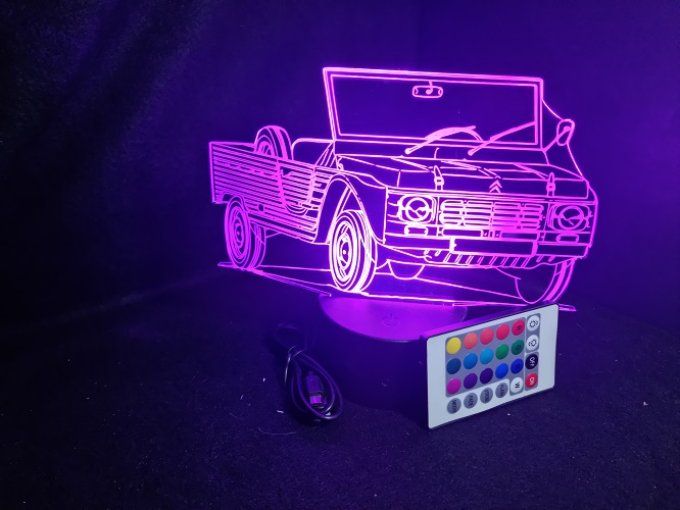 Lampe led 3D Ciroën Mehari, retro, voiture, veilleuse, chevet, cadeau, déco, illusion