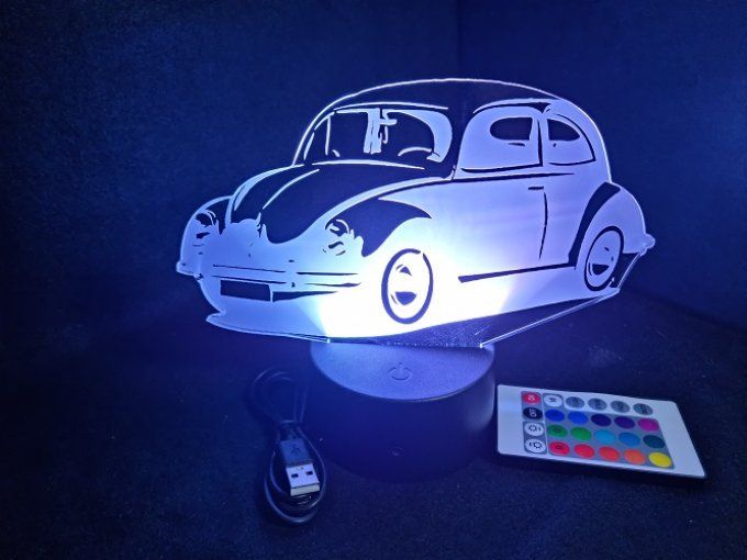 Lampe led 3D Coccinelle Volkswagen, voiture, veilleuse, chevet, cadeau