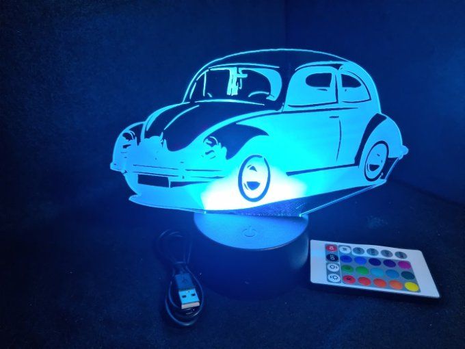 Lampe led 3D Coccinelle Volkswagen, voiture, veilleuse, chevet, cadeau