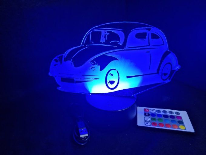 Lampe led 3D Coccinelle Volkswagen, voiture, veilleuse, chevet, cadeau