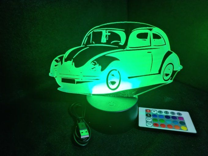 Lampe led 3D Coccinelle Volkswagen, voiture, veilleuse, chevet, cadeau