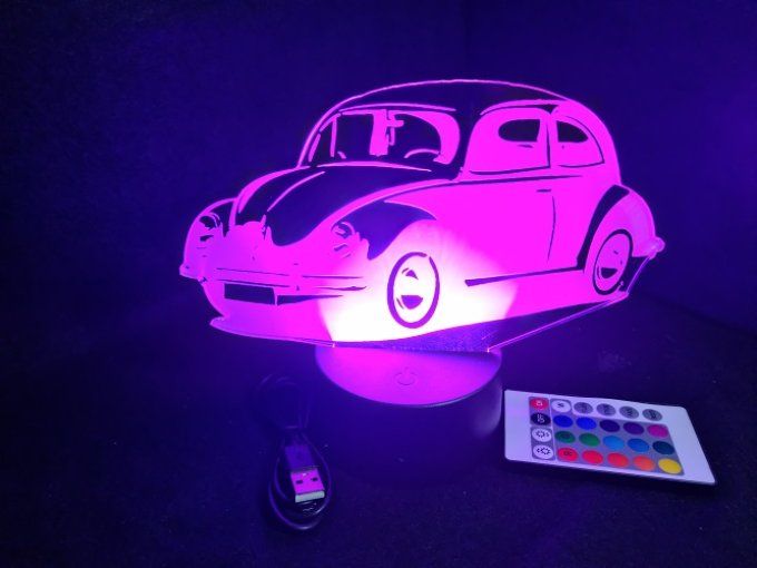 Lampe led 3D Coccinelle Volkswagen, voiture, veilleuse, chevet, cadeau