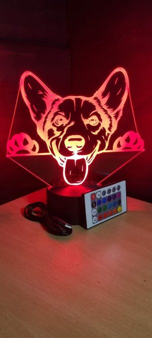 Lampe led 3D Corgi, animé, chien, veilleuse, luminaire, chevet