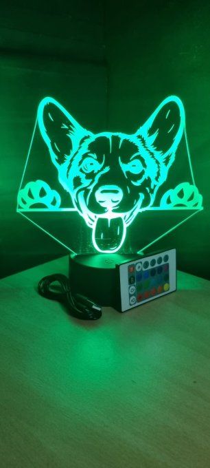 Lampe led 3D Corgi, animé, chien, veilleuse, luminaire, chevet