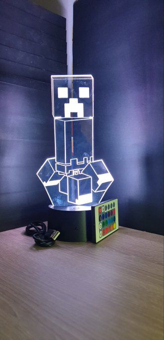 Lampe led 3D Creeper, Minecraft, veilleuse, geek, cadeau, jeux video