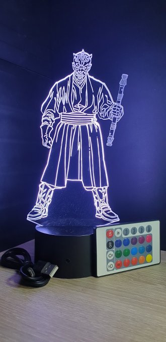 Lampe led 3D Dark maul, Star Wars, film, veilleuse, déco, personnalisable, illusion, chevet