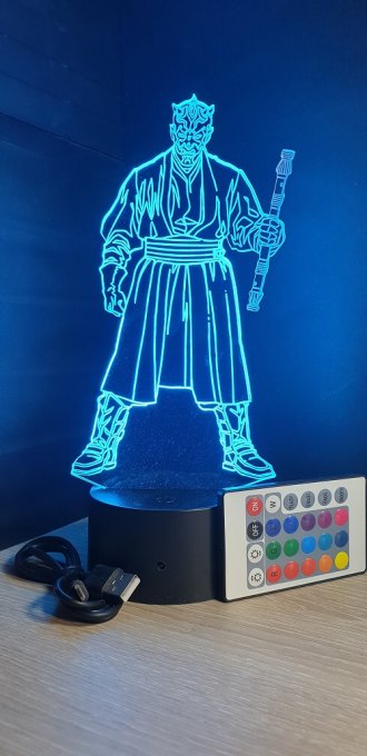 Lampe led 3D Dark maul, Star Wars, film, veilleuse, déco, personnalisable, illusion, chevet