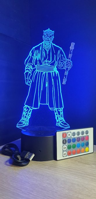 Lampe led 3D Dark maul, Star Wars, film, veilleuse, déco, personnalisable, illusion, chevet