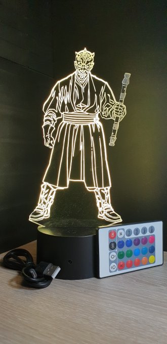 Lampe led 3D Dark maul, Star Wars, film, veilleuse, déco, personnalisable, illusion, chevet