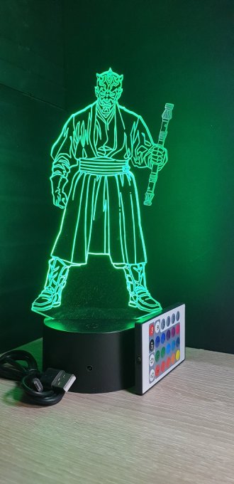 Lampe led 3D Dark maul, Star Wars, film, veilleuse, déco, personnalisable, illusion, chevet