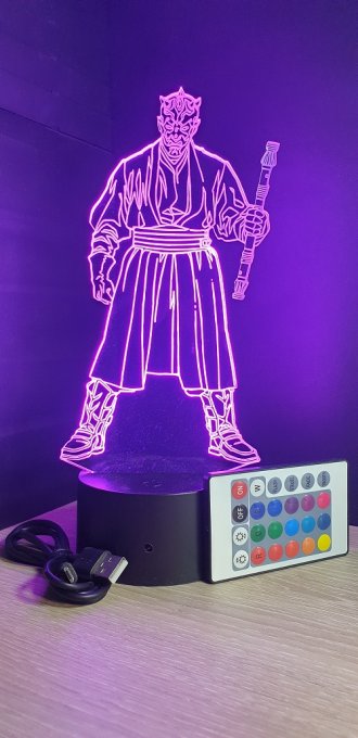 Lampe led 3D Dark maul, Star Wars, film, veilleuse, déco, personnalisable, illusion, chevet