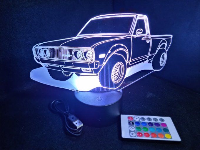 Lampe led 3D Datsun 620, retro, voiture, veilleuse, chevet, cadeau, déco, illusion