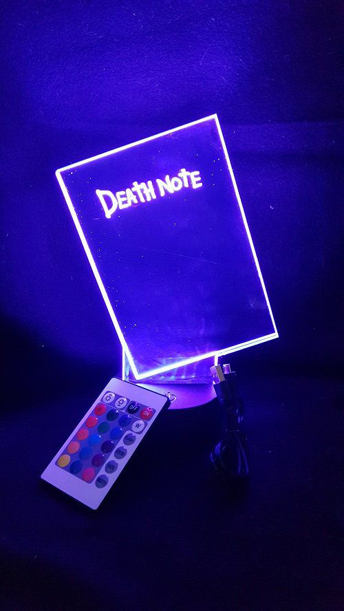 Lampe led 3D Death Note, veilleuse, idée cadeau, manga, animés, scan, déco, illusion, chevet, néon
