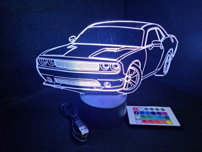 Lampe led 3D Dodge SRT, voiture, veilleuse, chevet, cadeau, lumière