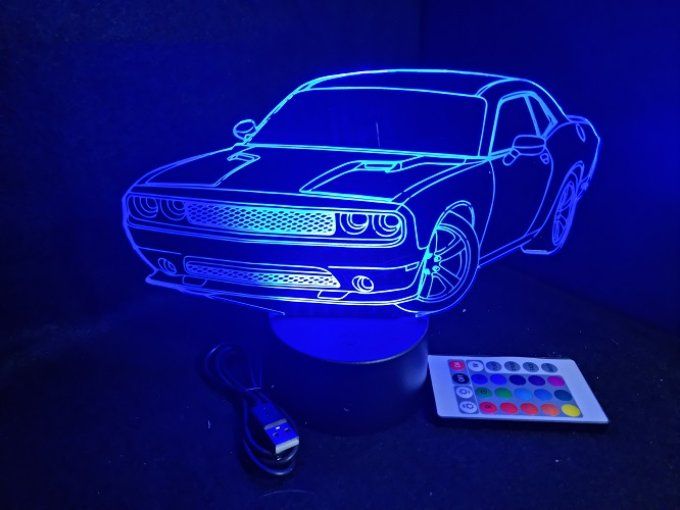 Lampe led 3D Dodge SRT, voiture, veilleuse, chevet, cadeau
