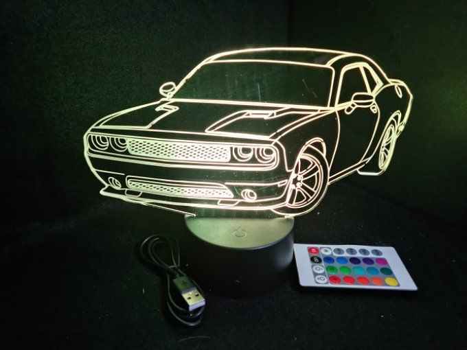 Lampe led 3D Dodge SRT, voiture, veilleuse, chevet, cadeau, lumière