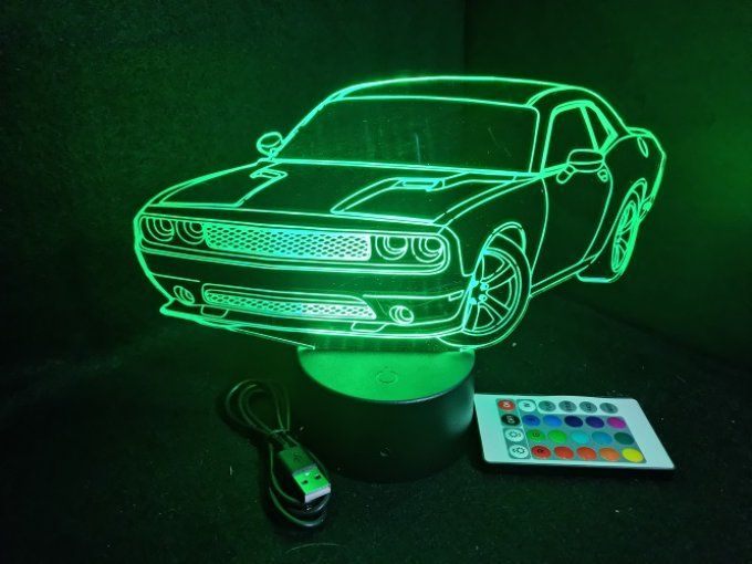 Lampe led 3D Dodge SRT, voiture, veilleuse, chevet, cadeau