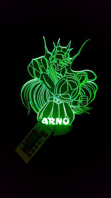 Lampe led 3D Shiryu, Chevaliers du Zodiaque, illusion, chevet, veilleuse, déco, enfant, chambre