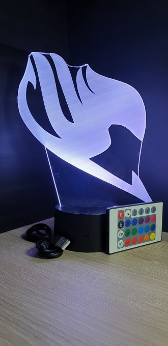 Lampe led 3D Emblème Fairy Tail, manga, veilleuse, déco, illusion