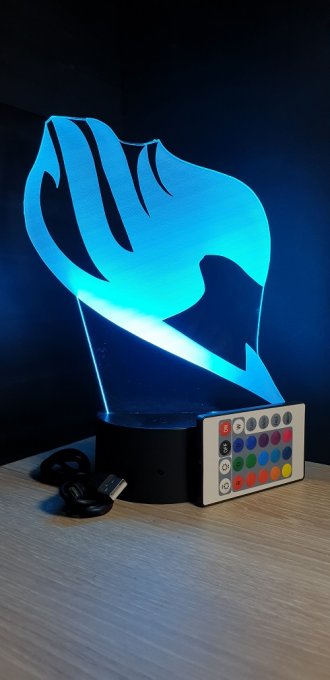 Lampe led 3D Emblème Fairy Tail, manga, veilleuse, déco, illusion