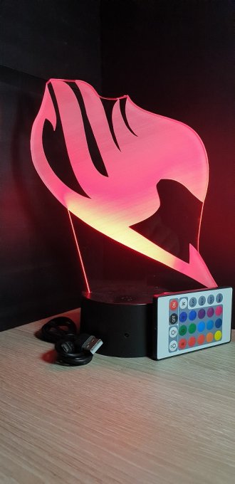 Lampe led 3D Emblème Fairy Tail, manga, veilleuse, déco, illusion
