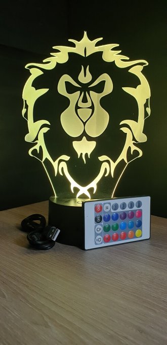 Lampe led 3D Alliance, WOW, PC, jeux vidéo, veilleuse, cadeau original, personnalisable, illusion
