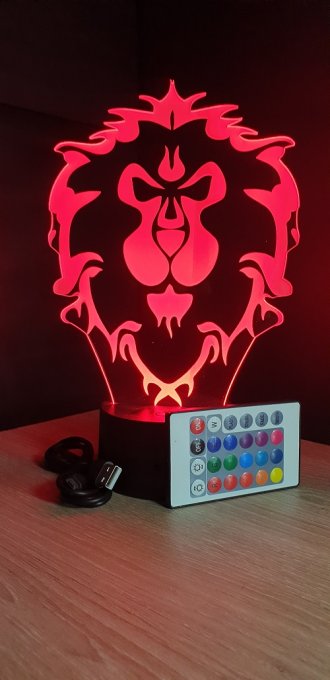 Lampe led 3D Alliance, WOW, PC, jeux vidéo, veilleuse, cadeau original, personnalisable, illusion