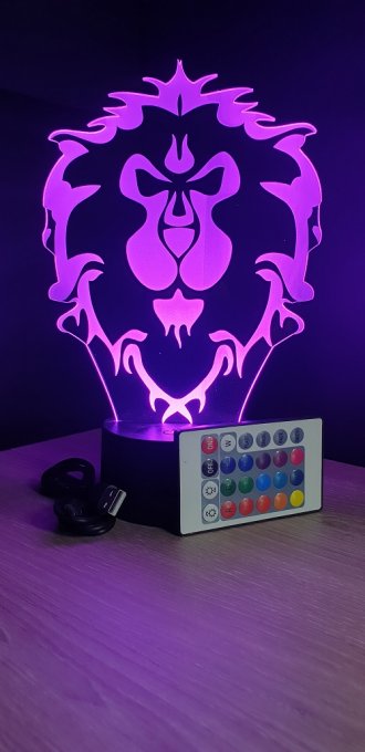 Lampe led 3D Alliance, WOW, PC, jeux vidéo, veilleuse, cadeau original, personnalisable, illusion